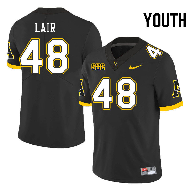 Youth #48 Luke Lair Appalachian State Mountaineers College Football Jerseys Stitched-Black